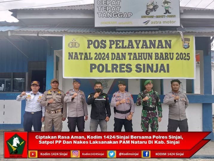 Ciptakan Rasa Aman Kodim 1424/Sinjai Bersama Polres Sinjai Satpol PP Dan Nakes Laksanakan PAM Nataru Di Kab. Sinjai