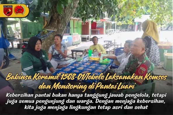 Babinsa Koramil 1508-01/Tobelo Laksanakan Komsos Dan Monitoring Di Pantai Luari