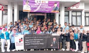 Polsek Lakbok Polres Ciamis Ikuti Senam Berani Jujur Peringatan Hakordia 2024 di Lakbok