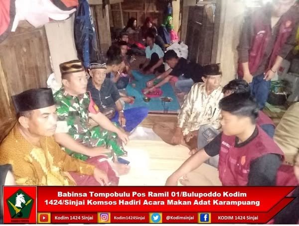 Babinsa Tompobulu Hadiri Acara Makan Adat Karampuang untuk Perkuat Hubungan dengan Masyarakat