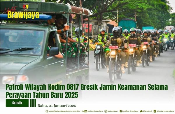 PATROLI WILAYAH KODIM 0817 GRESIK JAMIN KEAMANAN SELAMA PERAYAAN TAHUN BARU 2025