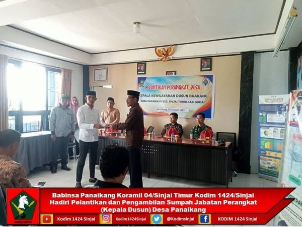Babinsa Panaikang Hadiri Pelantikan dan Pengambilan Sumpah Jabatan Kepala Dusun Desa Panaikang