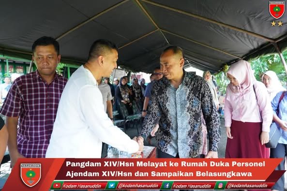 Pangdam XIV/Hsn Melayat ke Rumah Duka Personel Ajendam XIV/Hsn dan Sampaikan Belasungkawa