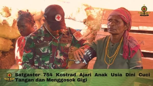 Satgaster 754 Kostrad Ajari Anak Usia Dini Cuci Tangan dan Menggosok Gigi