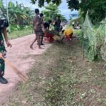 Karya Bakti Bersama Seluruh Elemen Masyarakat Yonif 141/AYJP Pos Wanam Beserta Masyarakat Setempat