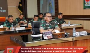 Asrendam XIV/Hsn Ikuti Vicon Pembentukan 100 Batalyon Teritorial Bersama Waasrena Kasad Bid. Jemen RB