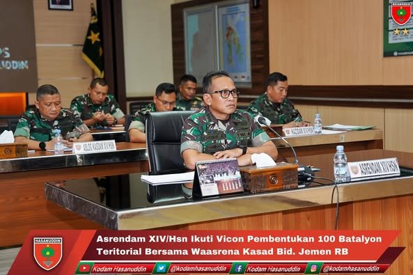 Asrendam XIV/Hsn Ikuti Vicon Pembentukan 100 Batalyon Teritorial Bersama Waasrena Kasad Bid. Jemen RB