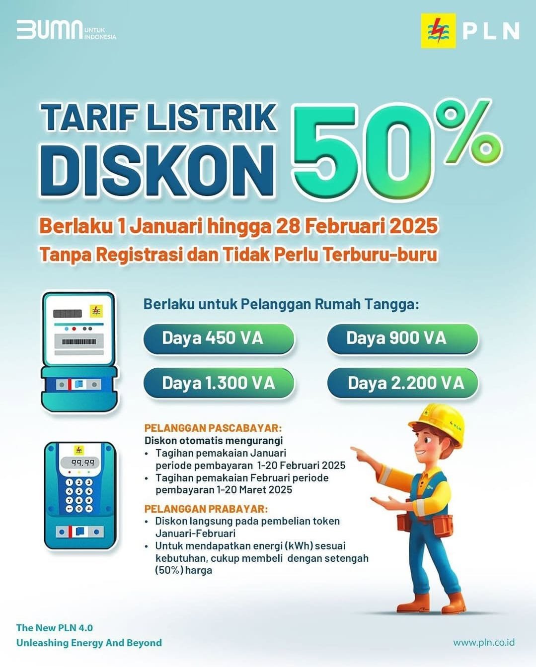 PLN UP3 Tasikmalaya Dukung Program Stimulus Pemerintah, Diskon 50% untuk Tarif Listrik Rumah Tangga Daya 450VA sampai dengan 2.200 VA
