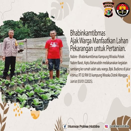 Bhabinkamtibmas Kampung Wiraska Ajak Warga Manfaatkan Lahan Pekarangan untuk Pertanian.