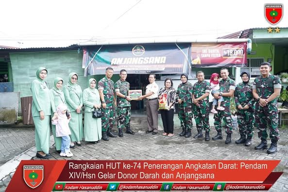 Rangkaian HUT ke-74 Penerangan Angkatan Darat: Pendam XIV/Hsn Gelar Donor Darah dan Anjangsana