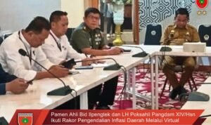 Pamen Ahli Bid Ilpengtek dan LH Poksahli Pangdam XIV/Hsn Ikuti Rakor Pengendalian Inflasi Daerah Melalui Virtual