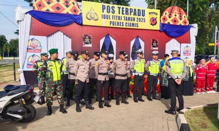 Cek Kesiapan Personel Ops Ketupat Lodaya 2025, Apel Pagi Digelar Pos Terpadu Alun Alun Ciamis