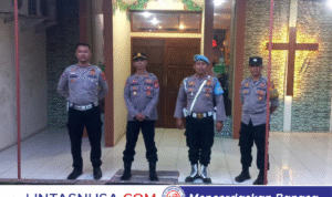 Polsek Banjarsari Polres Ciamis Berisaga Amankan Kegiatan Kebaktian Kenaikan Isa Al Masih di GPDI