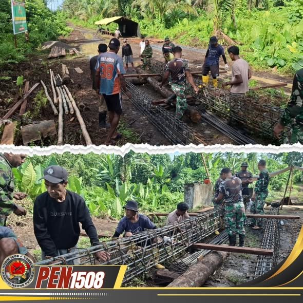 Halmahera Utara – Kodim 1508/Tobelo terus memperkuat perannya dalam mendukung program pembangunan nasional yang diinisiasi oleh Prabowo Subianto melalui keterlibatan aktif dalam pembangunan Jembatan Garuda yang berlokasi di Kecamatan Kao Barat.

Saat ini, progres pembangunan difokuskan pada tahap perakitan dan penyusunan rangka baja jembatan. Kegiatan tersebut dilaksanakan secara kolaboratif antara prajurit TNI dan masyarakat setempat. Proses teknis ini menuntut tingkat presisi tinggi, disiplin kerja, serta koordinasi yang solid guna menjamin kekuatan dan kualitas konstruksi jembatan.

Lebih dari sekadar pekerjaan fisik, perakitan rangka baja ini juga menjadi sarana interaksi sosial yang produktif. Komunikasi yang terjalin secara intens antara anggota Kodim dan warga menciptakan hubungan yang harmonis dan memperkuat kohesi sosial di tengah masyarakat. Hal ini mencerminkan implementasi nyata pembinaan teritorial TNI dalam mewujudkan kemanunggalan TNI dengan rakyat.

Pembangunan Jembatan Garuda tidak hanya menjadi simbol kemajuan infrastruktur, tetapi juga representasi konkret dari sinergi antara institusi negara dan partisipasi aktif masyarakat. Kolaborasi ini menjadi fondasi penting dalam mendukung pembangunan nasional yang inklusif dan berkelanjutan.

Dengan semangat kebersamaan yang terus terjaga, proyek ini diharapkan mampu memberikan dampak strategis jangka panjang, khususnya dalam meningkatkan konektivitas antarwilayah serta mendorong pertumbuhan ekonomi dan kesejahteraan masyarakat di Halmahera Utara.

(Pen1508)